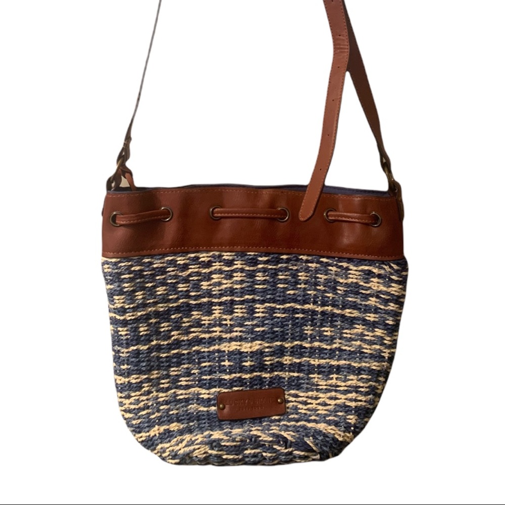 Lucky Brand Woven Straw Tote Bag Boho Raffia Purse